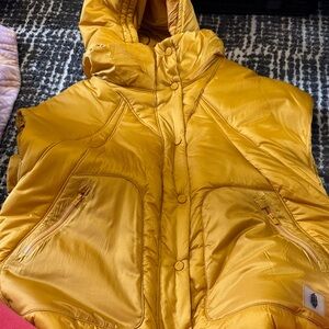 Free people Yellow Puffer Vest with Hood